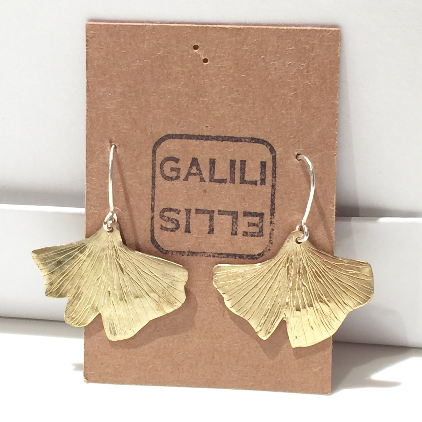 Ginko Leaf brass earrings