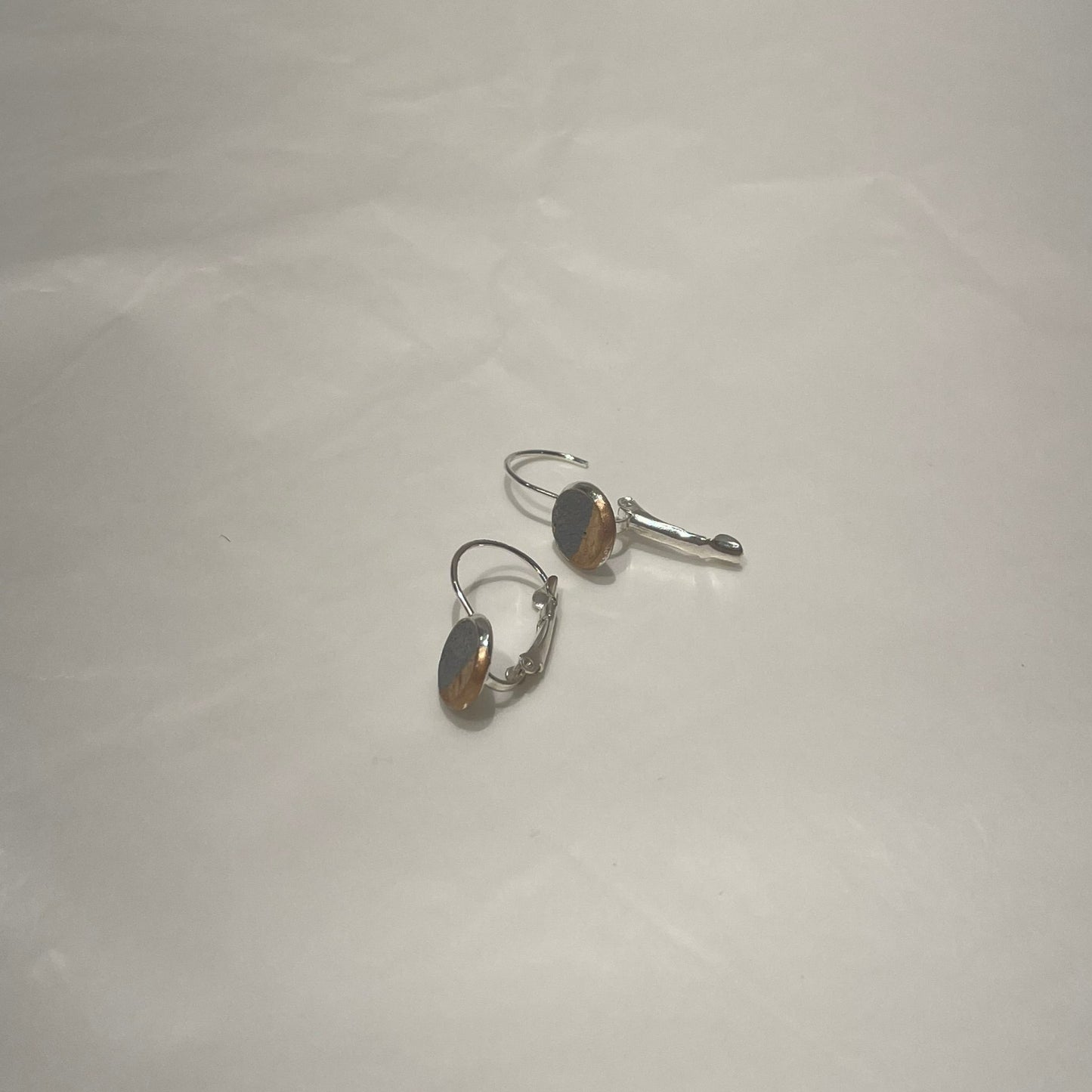 SMALL concrete circle hook earrings