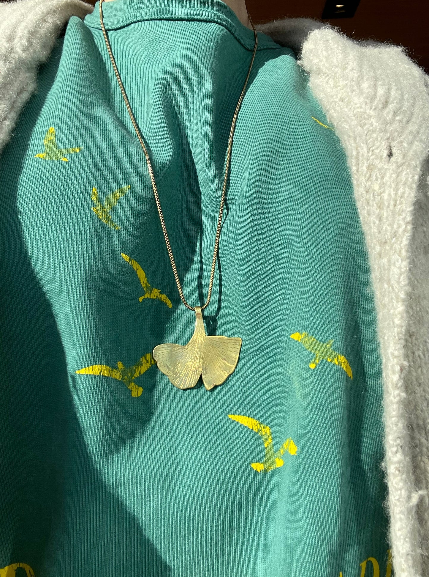 Brass Ginko Leaf Necklace