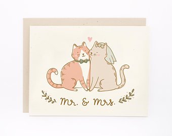 Mr & Mrs carte de chats - Skipping Fox