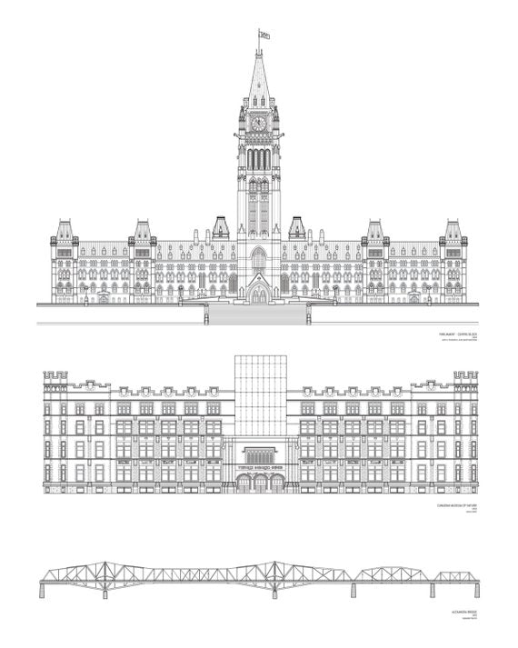 Alexandre Laquerre - Parliament, Victoria Hall & Alexandra Bridge